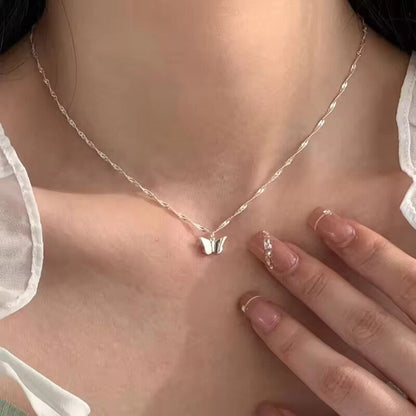 925 pure silver butterfly minimalist style necklace