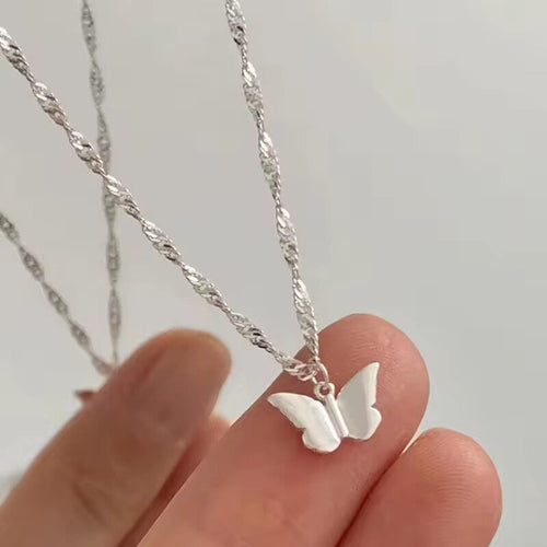 925 pure silver butterfly minimalist style necklace