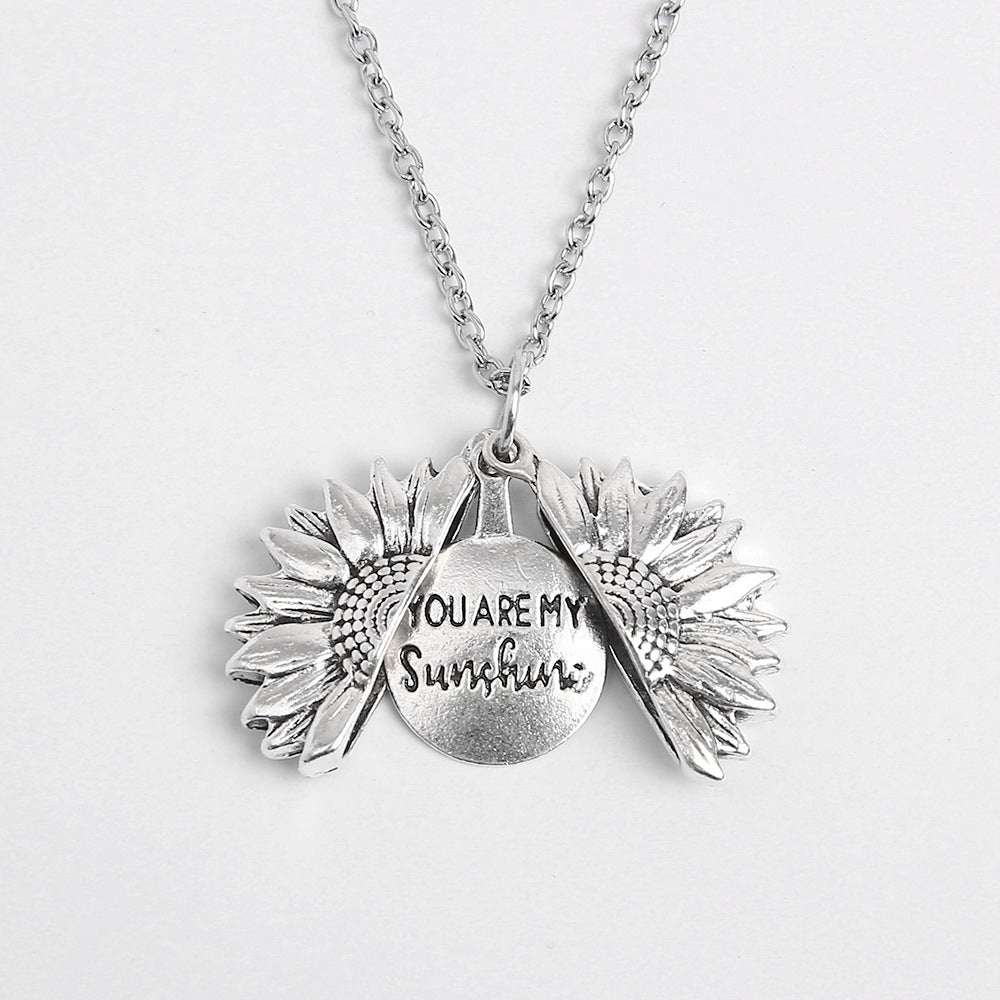 Fashionable woman's sunflower necklace