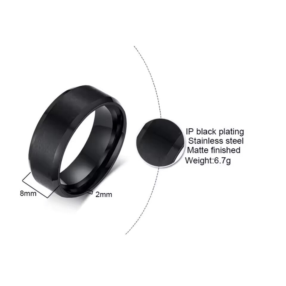 Fashion Stainless Steel BlackCharm Jewelry Ring