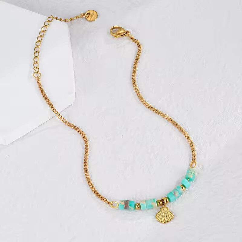 High-quality shell pearl bracelet stainless steel plated in gold