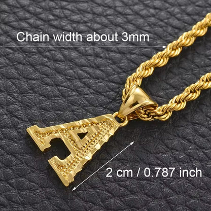 Initial Pendant Rope Chain A-Z Letters Necklaces