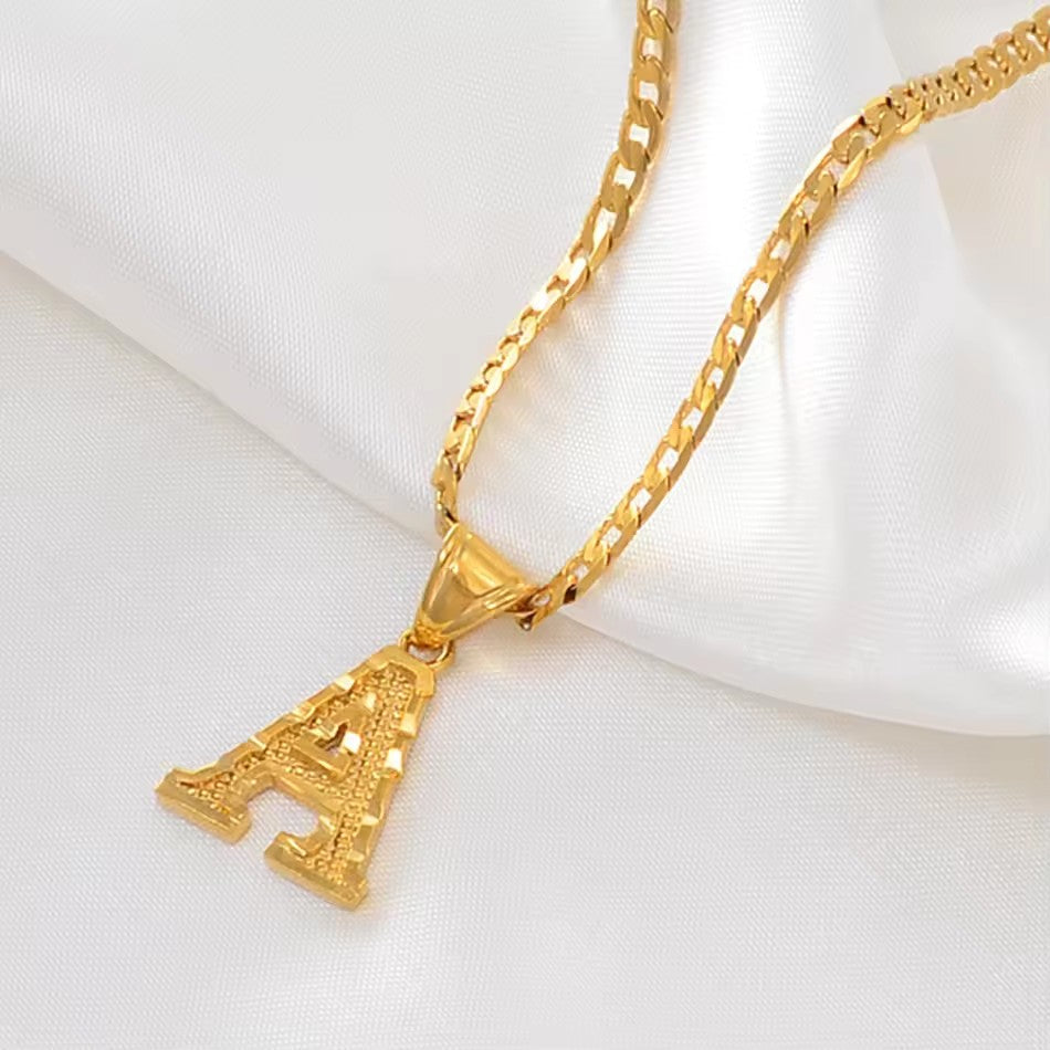 Initial Pendant Rope Chain A-Z Letters Necklaces