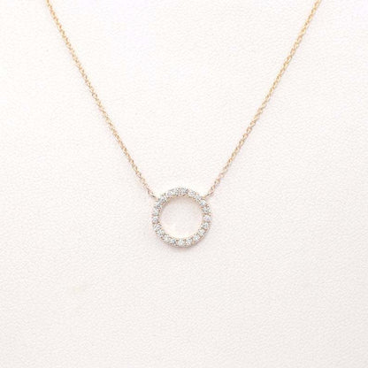 Geometric circular ring with diamond inlay and bangle chain for the collarbone